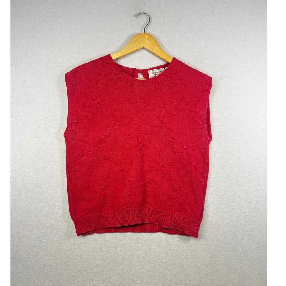 Country Sophisticates Pendleton Petite Knit Diamond Bow Sweater Vest Size S
